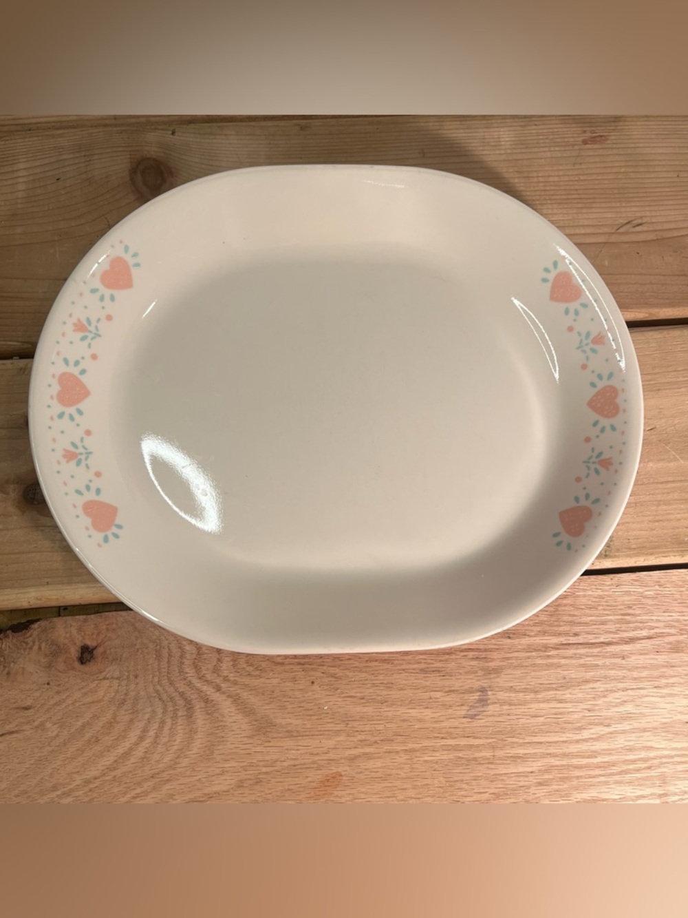 Vtg Corelle Corning FOREVER YOURS 12.25" Oval Serving Platter Hearts & Flowers